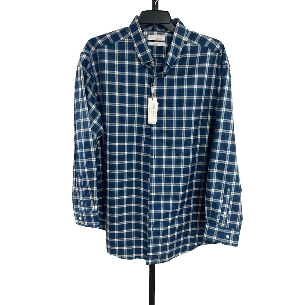 Gold Label mens shirt non-iron bue white designer 2XB BRAND NEW $89.50 A4